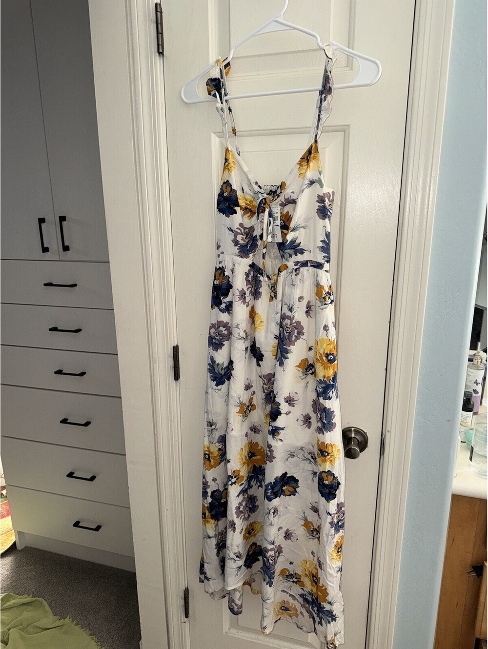 Abercrombie & Fitch Floral Maxi Dress Sz XSP Petite Blue Yellow White NWT